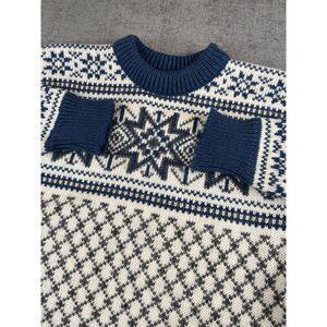 Dale of Norway Sweater Wool Womens (S-38) Ivory Blue Snowflake Nordic Faire Isle